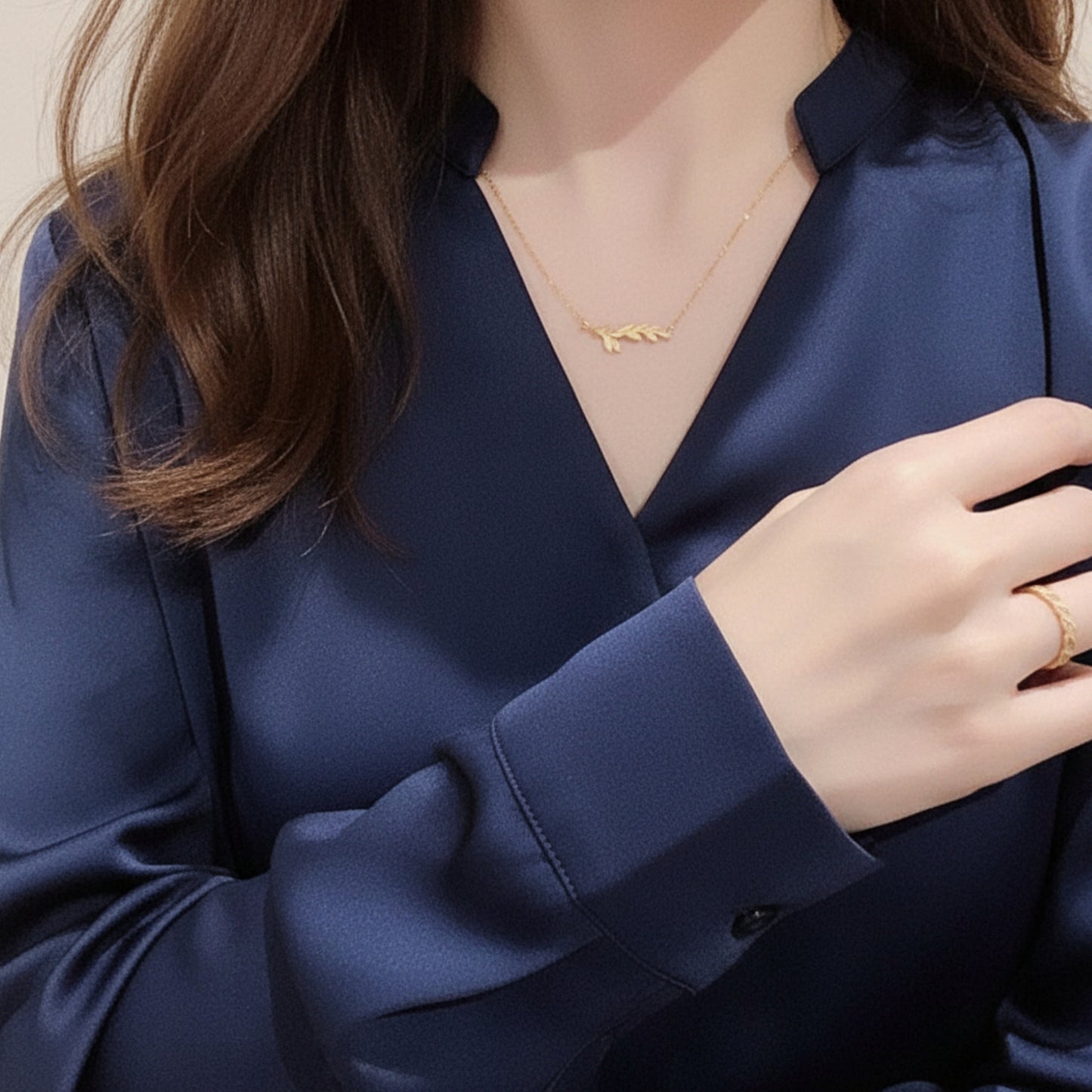 24K Real Gold Wheat Ear Diamond Necklace