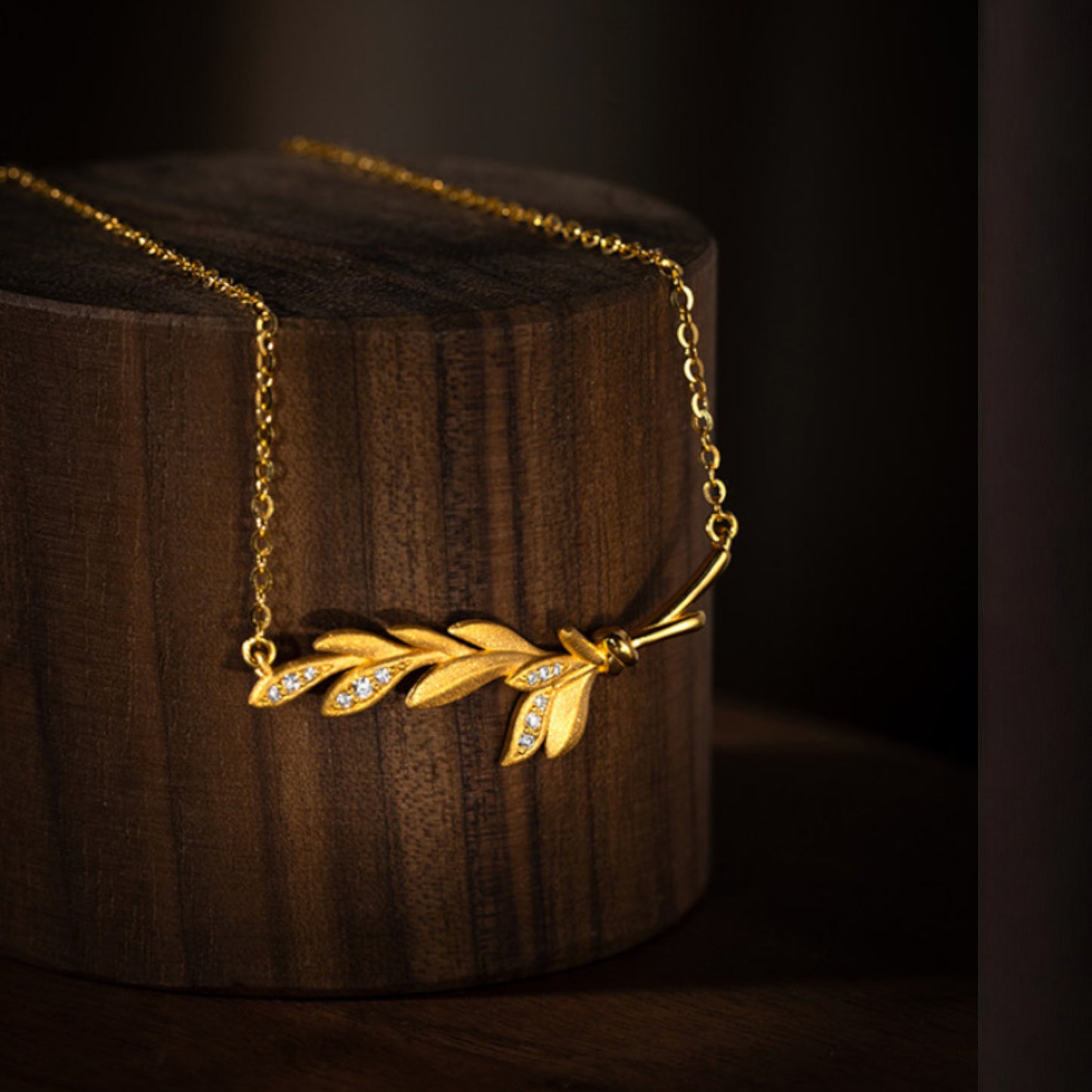 24K Real Gold Wheat Ear Diamond Necklace