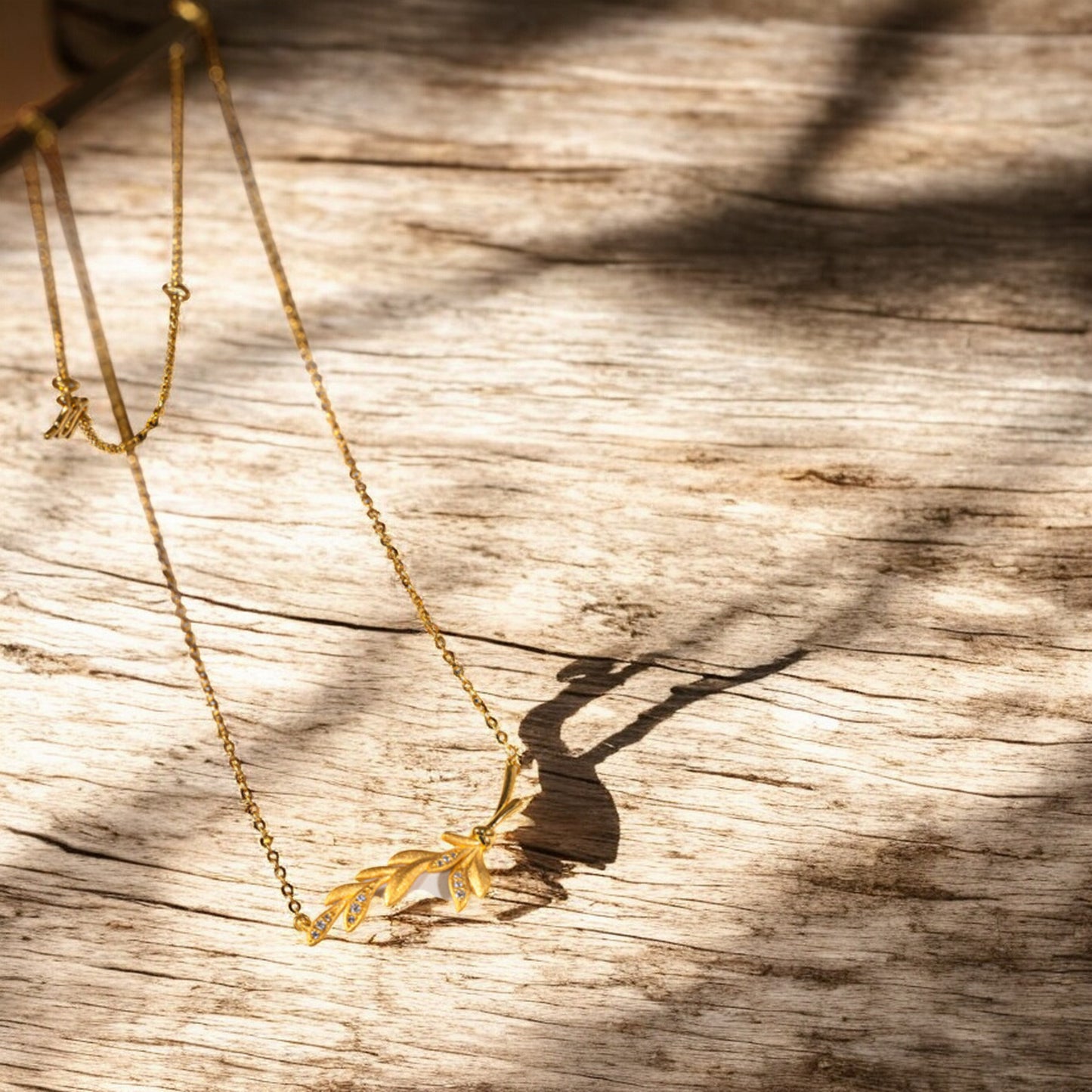 24K Real Gold Wheat Ear Diamond Necklace