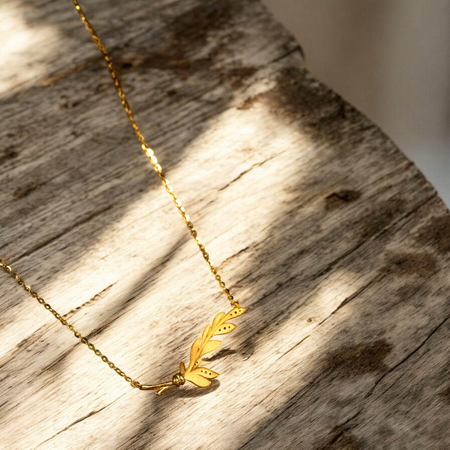 24K Real Gold Wheat Ear Diamond Necklace
