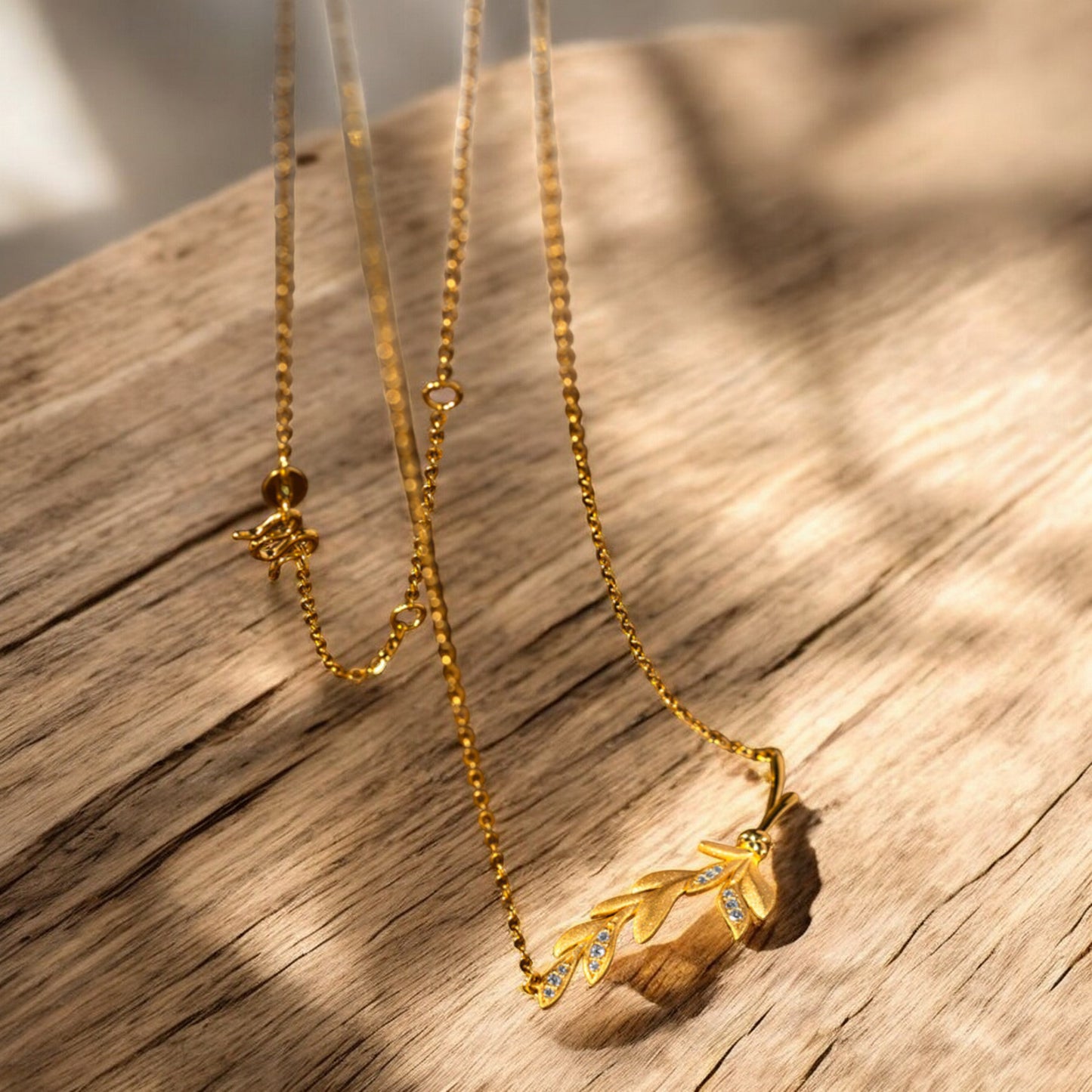 24K Real Gold Wheat Ear Diamond Necklace