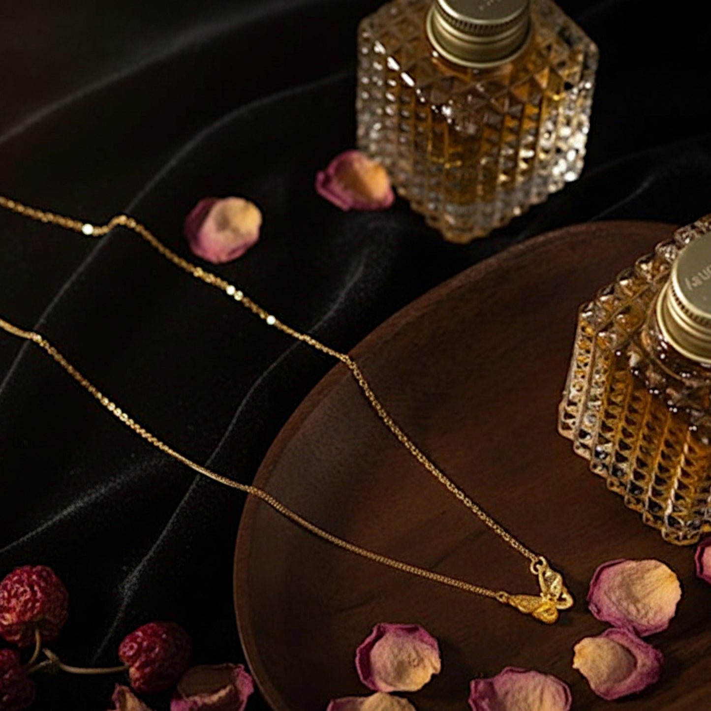 24K Real Gold Sparkling Butterfly Pendant Necklace