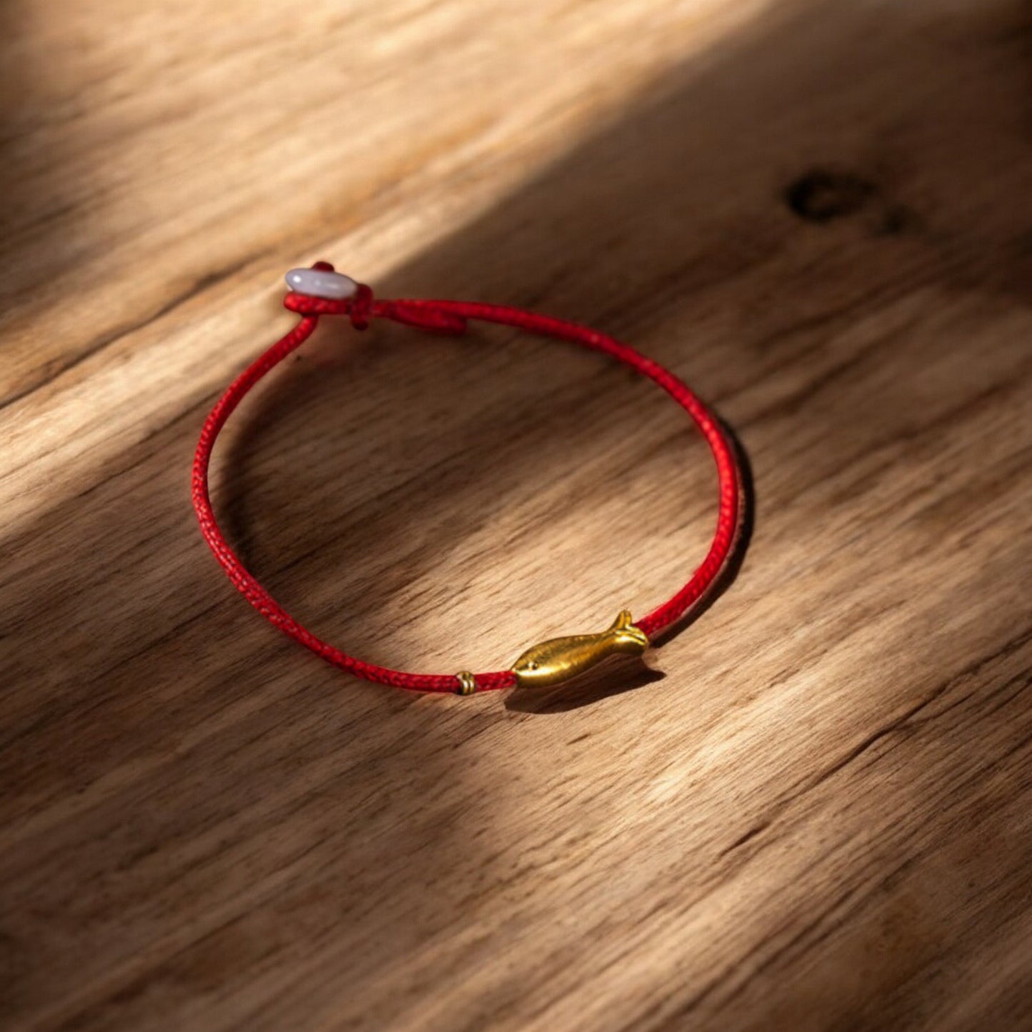 24k 999 Gold Koi Carp Lucky Fish with Red Braided Rope Bracelet