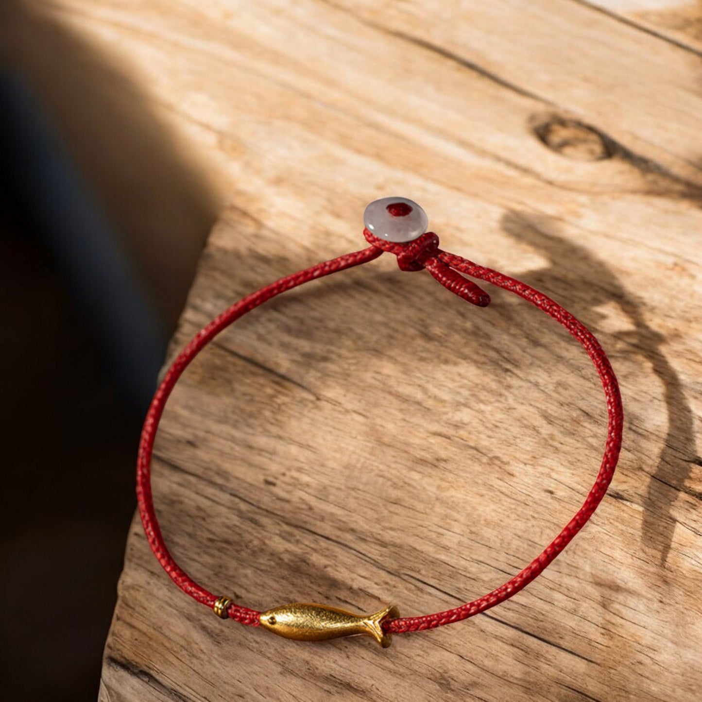 24k 999 Gold Koi Carp Lucky Fish with Red Braided Rope Bracelet