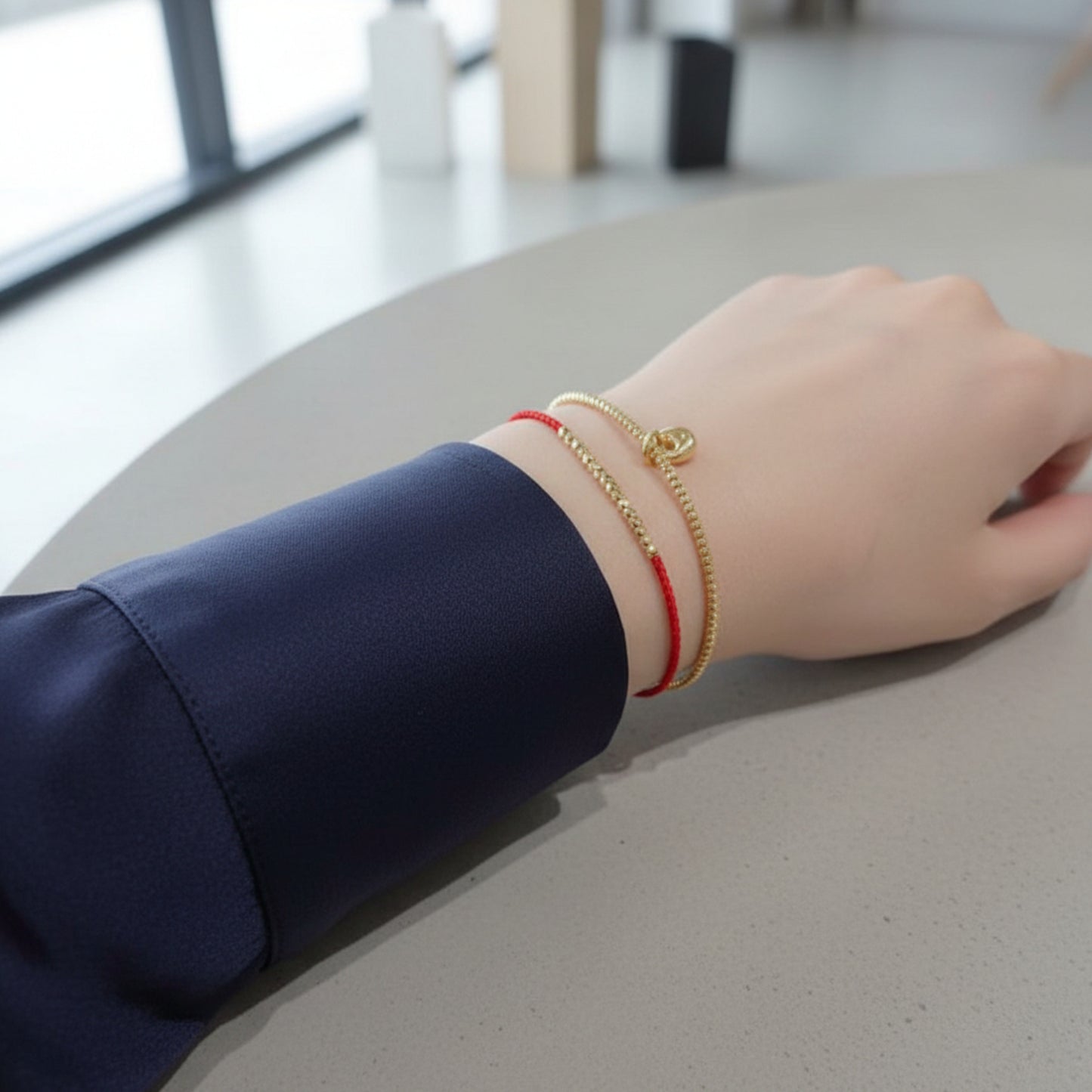 24k 999 Gold Beads Sparkling Charm Red Braided Rope Bracelet