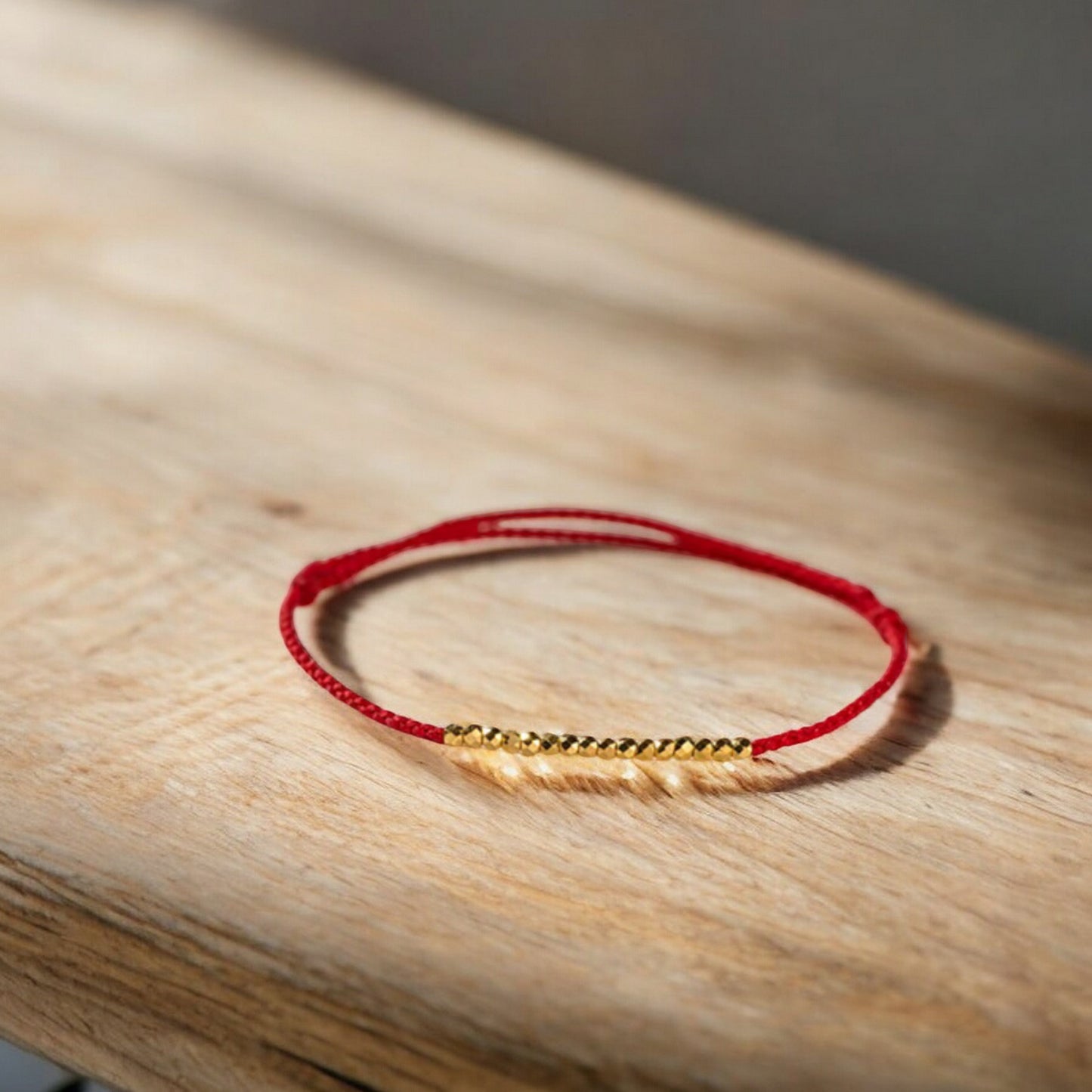 24k 999 Gold Beads Sparkling Charm Red Braided Rope Bracelet