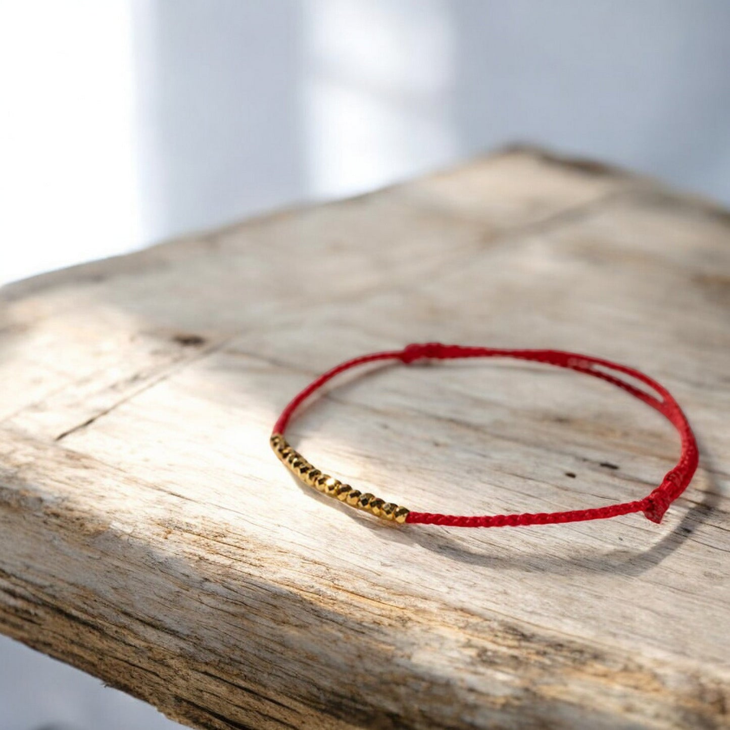 24k 999 Gold Beads Sparkling Charm Red Braided Rope Bracelet