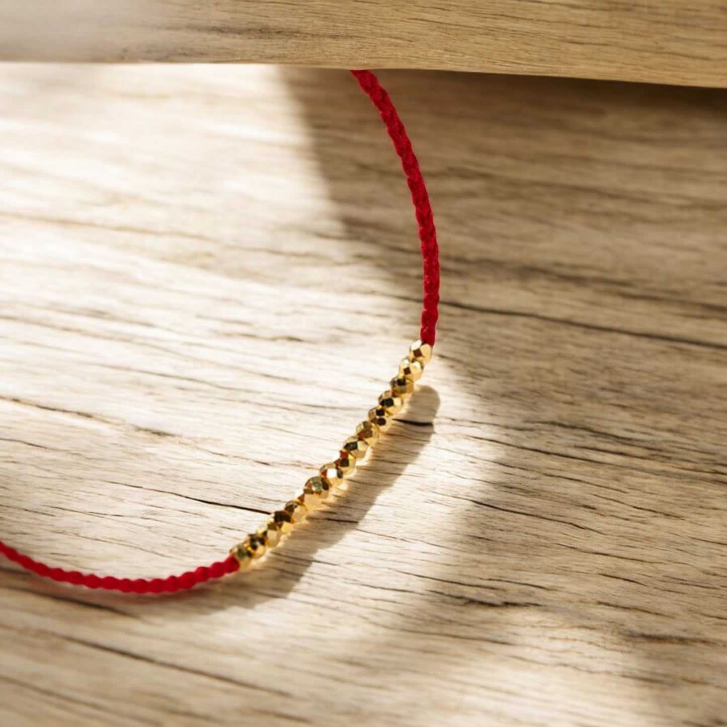 24k 999 Gold Beads Sparkling Charm Red Braided Rope Bracelet