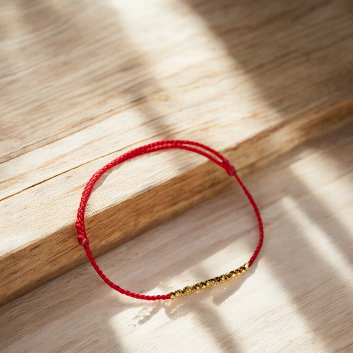 24k 999 Gold Beads Sparkling Charm Red Braided Rope Bracelet