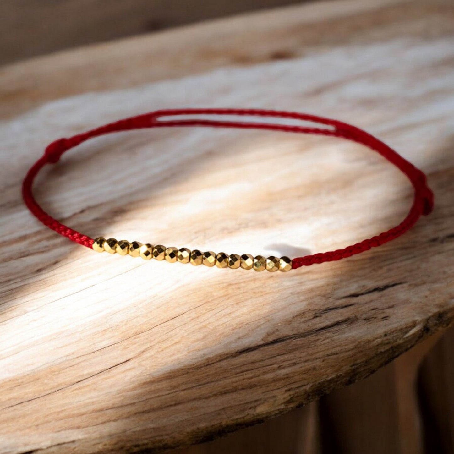 24k 999 Gold Beads Sparkling Charm Red Braided Rope Bracelet
