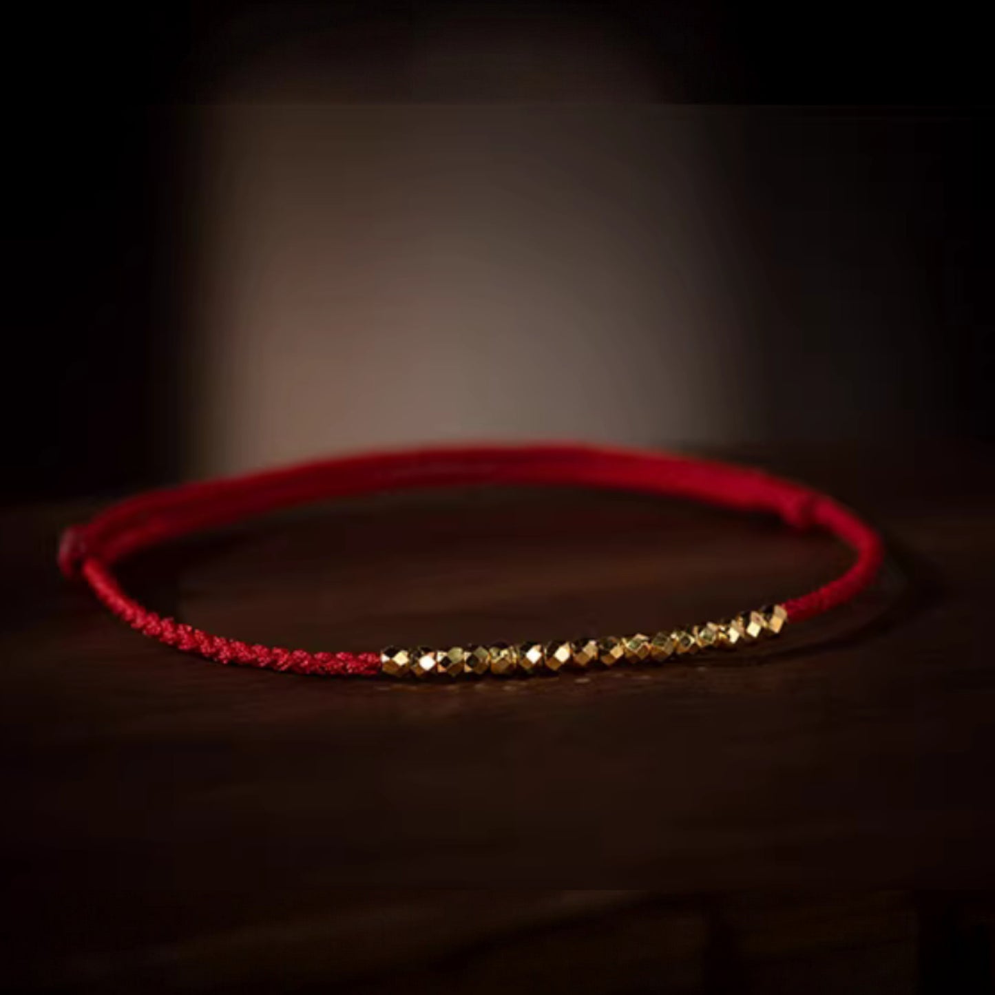 24k 999 Gold Beads Sparkling Charm Red Braided Rope Bracelet