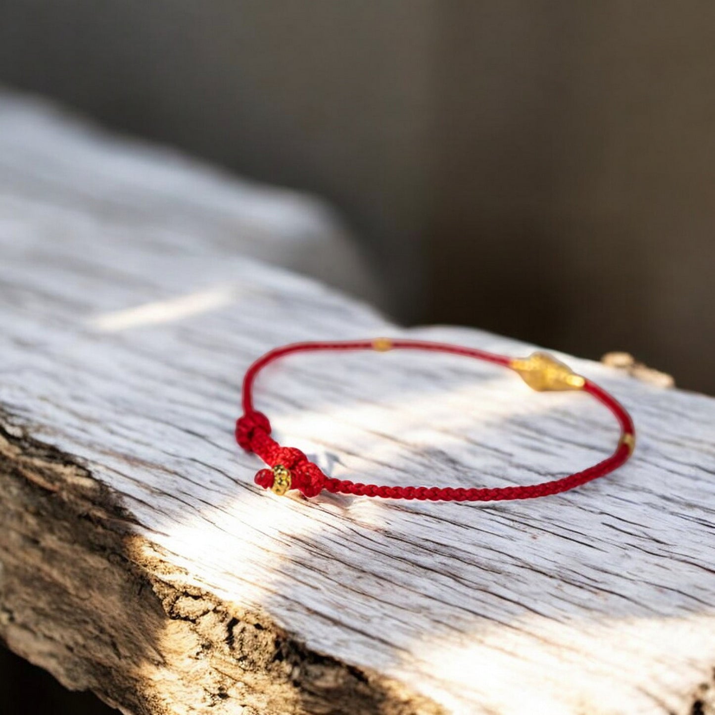 24k 999 Gold Beads Lucky Gourd Charm Red Braided Rope Bracelet