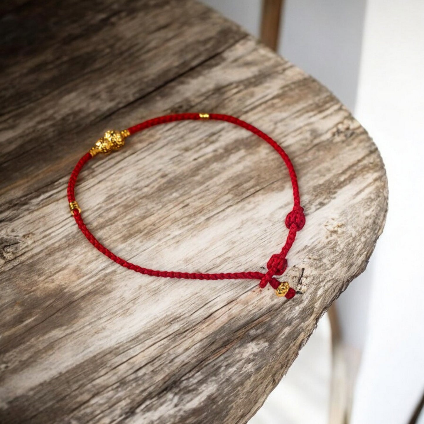 24k 999 Gold Beads Lucky Gourd Charm Red Braided Rope Bracelet
