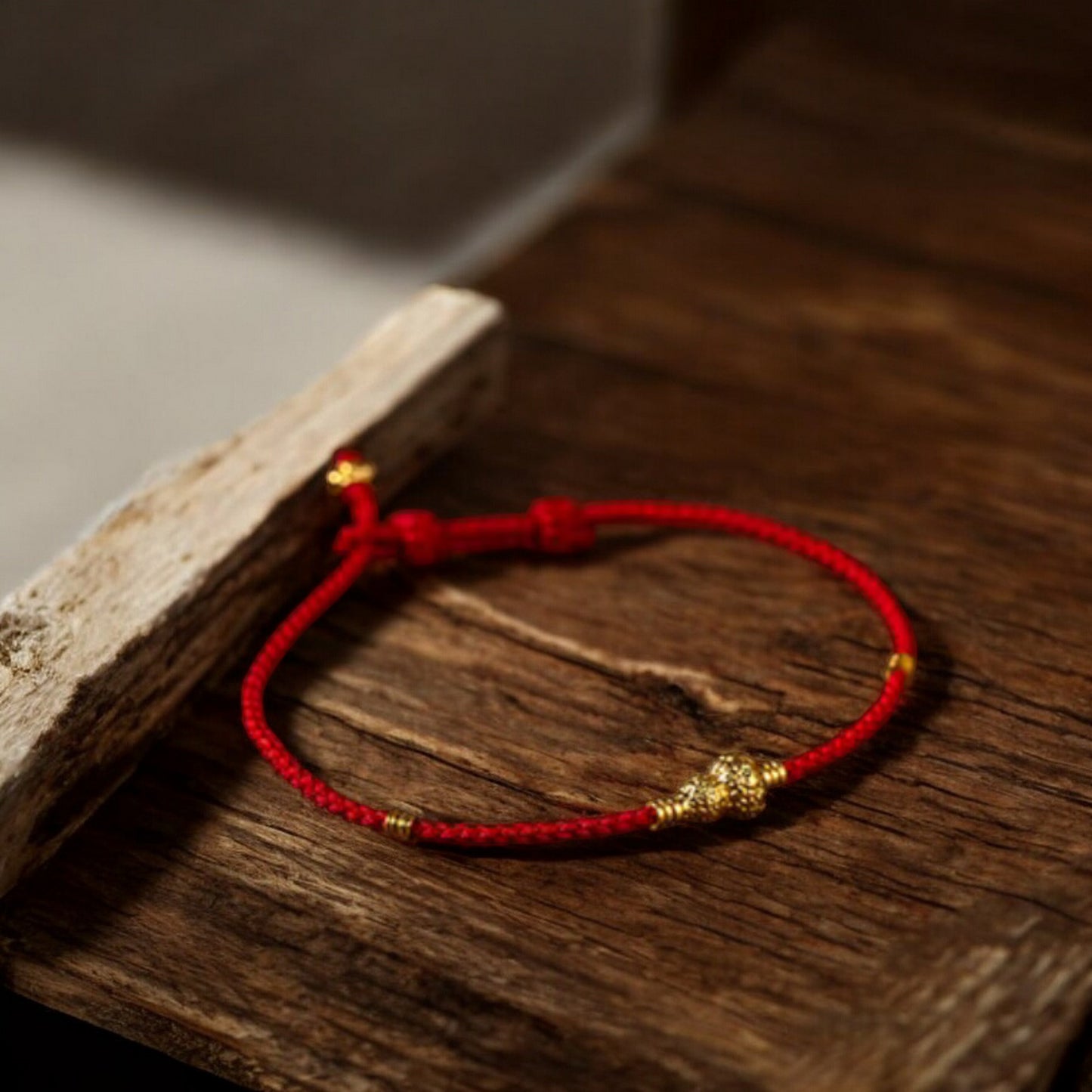 24k 999 Gold Beads Lucky Gourd Charm Red Braided Rope Bracelet