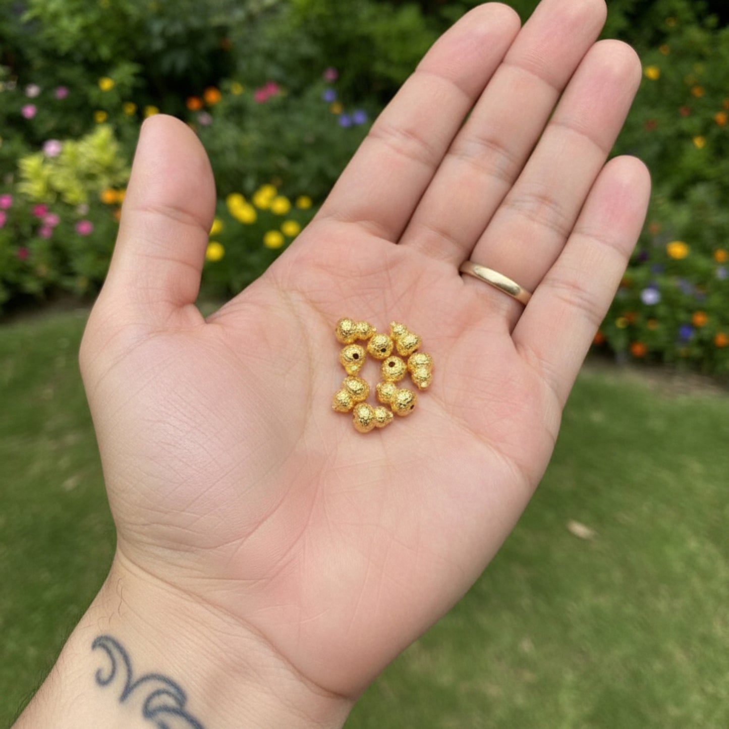 24k 999 Gold Beads Lucky Gourd Charm Red Braided Rope Bracelet