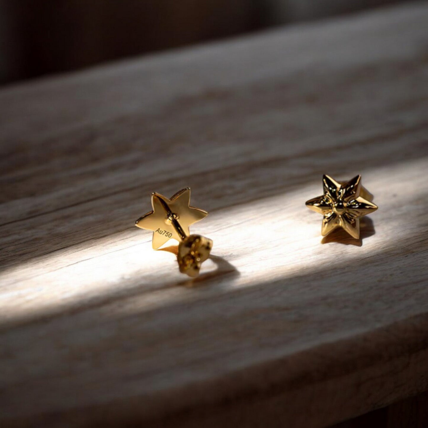 18K Real Gold Mini Sparkling Hexagram Diamond Stud Earrings