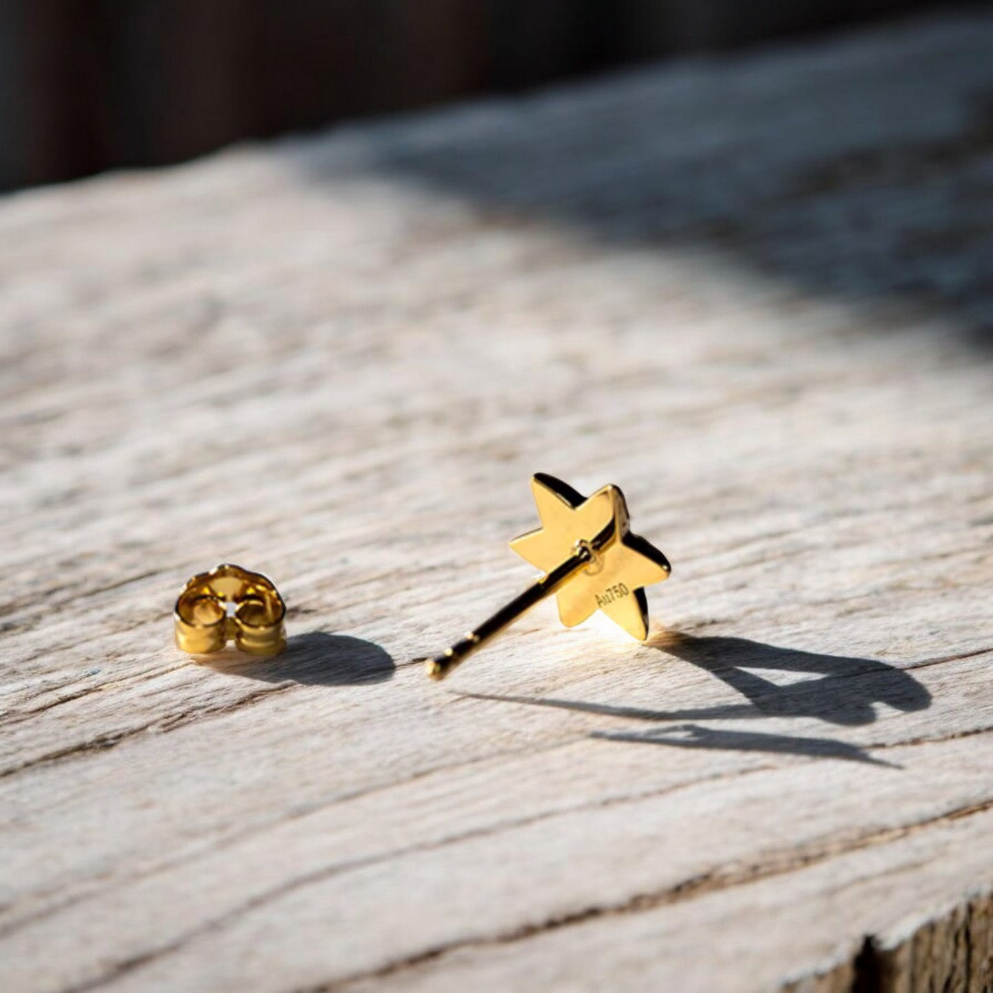 18K Real Gold Mini Sparkling Hexagram Diamond Stud Earrings