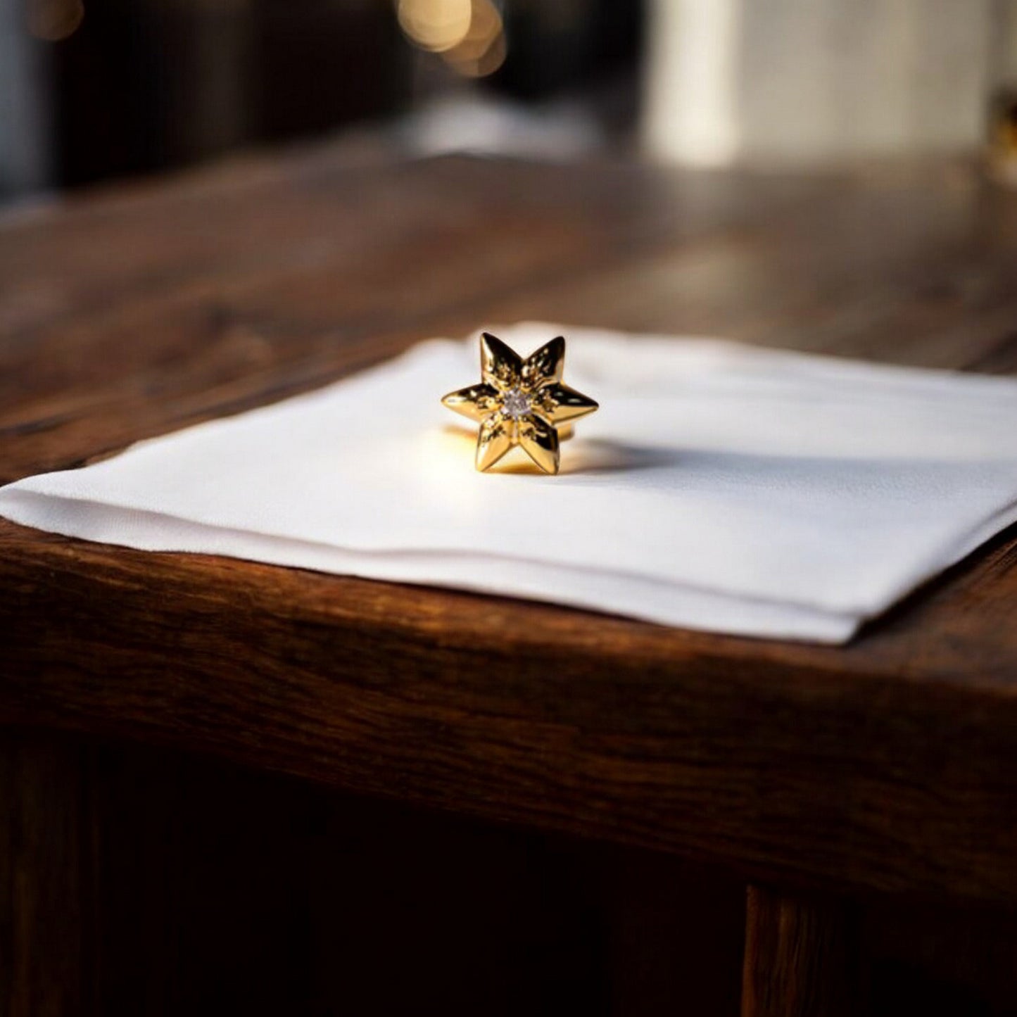 18K Real Gold Mini Sparkling Hexagram Diamond Stud Earrings