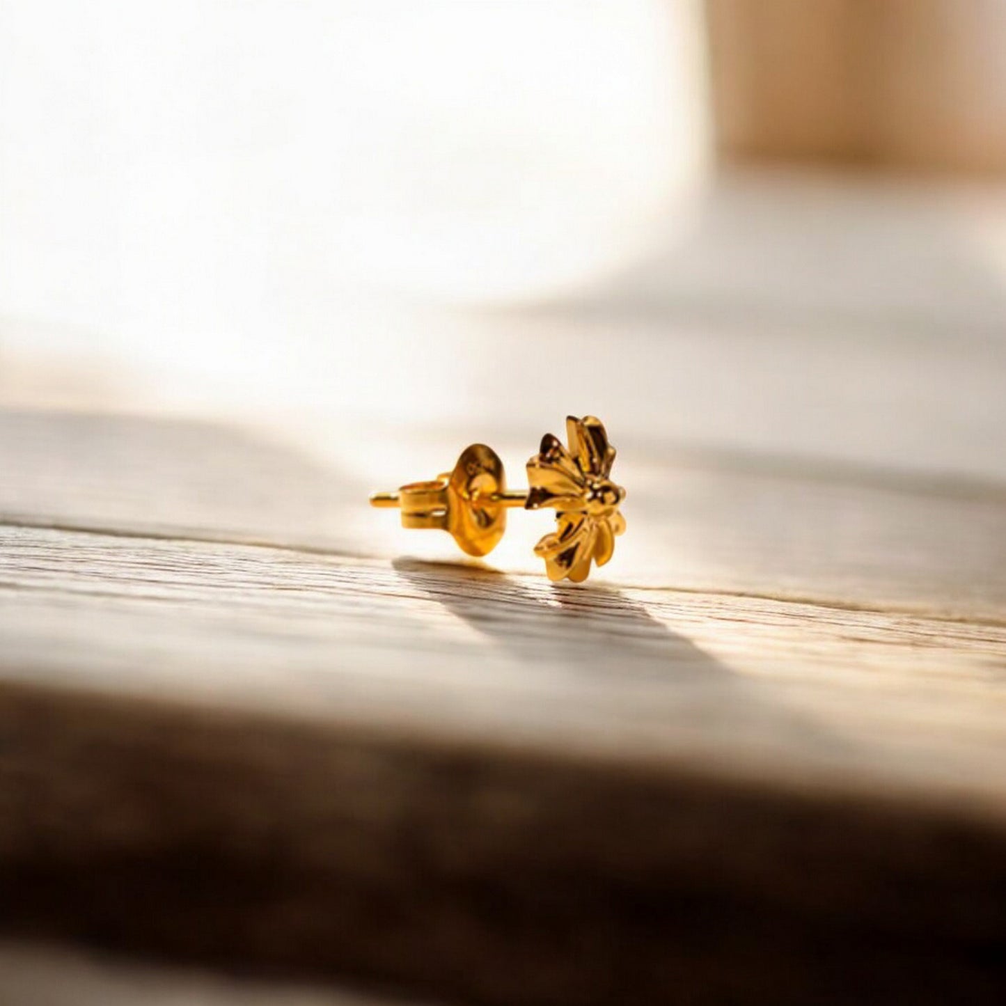 18K Real Gold Mini Sparkling Cross Diamond Stud Earrings