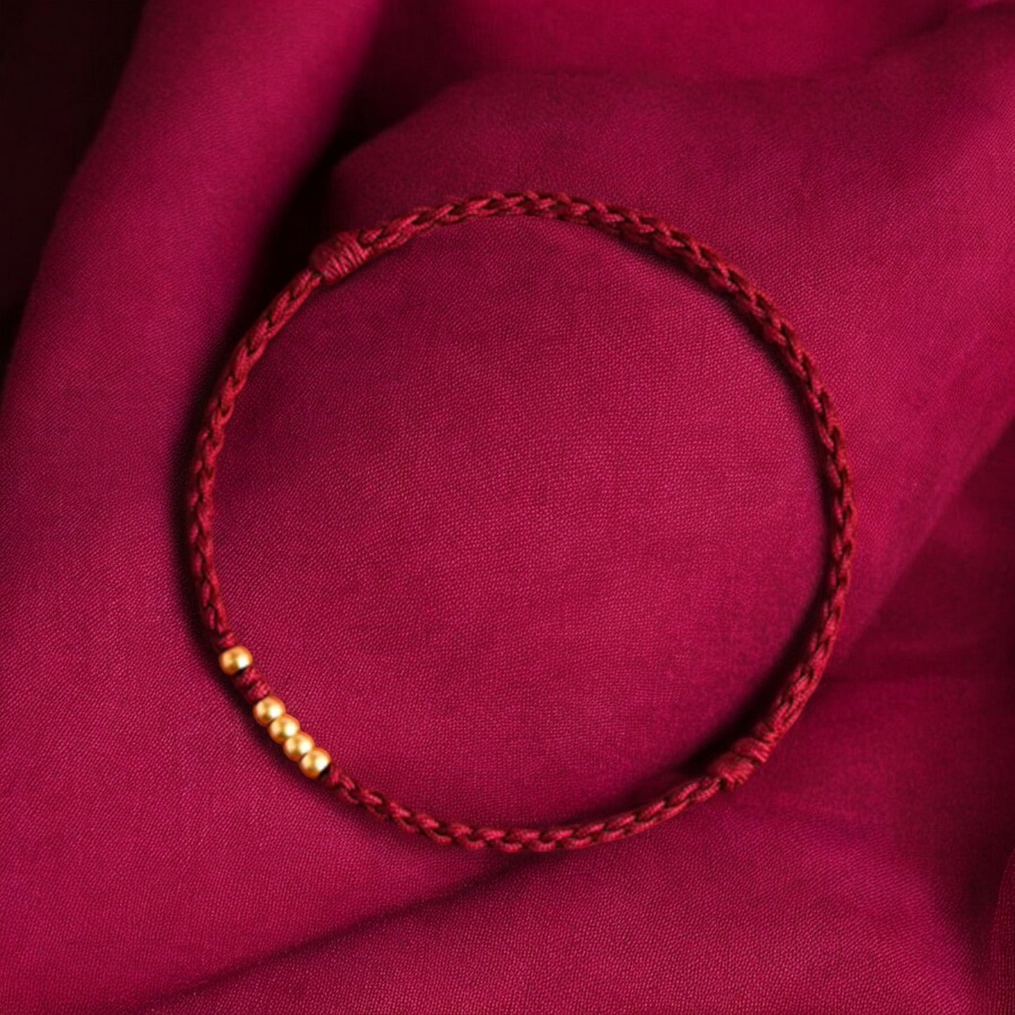 24k 999 Gold Beads Red Rope Men and Women Couple Bracelet