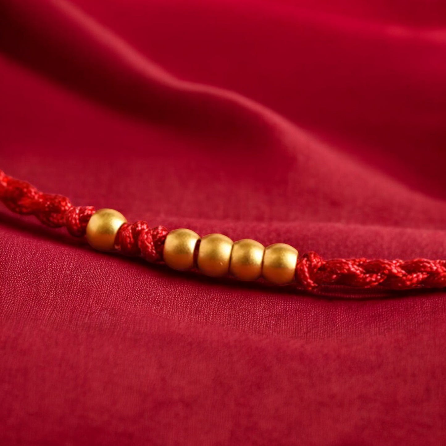 24k 999 Gold Beads Red Rope Men and Women Couple Bracelet