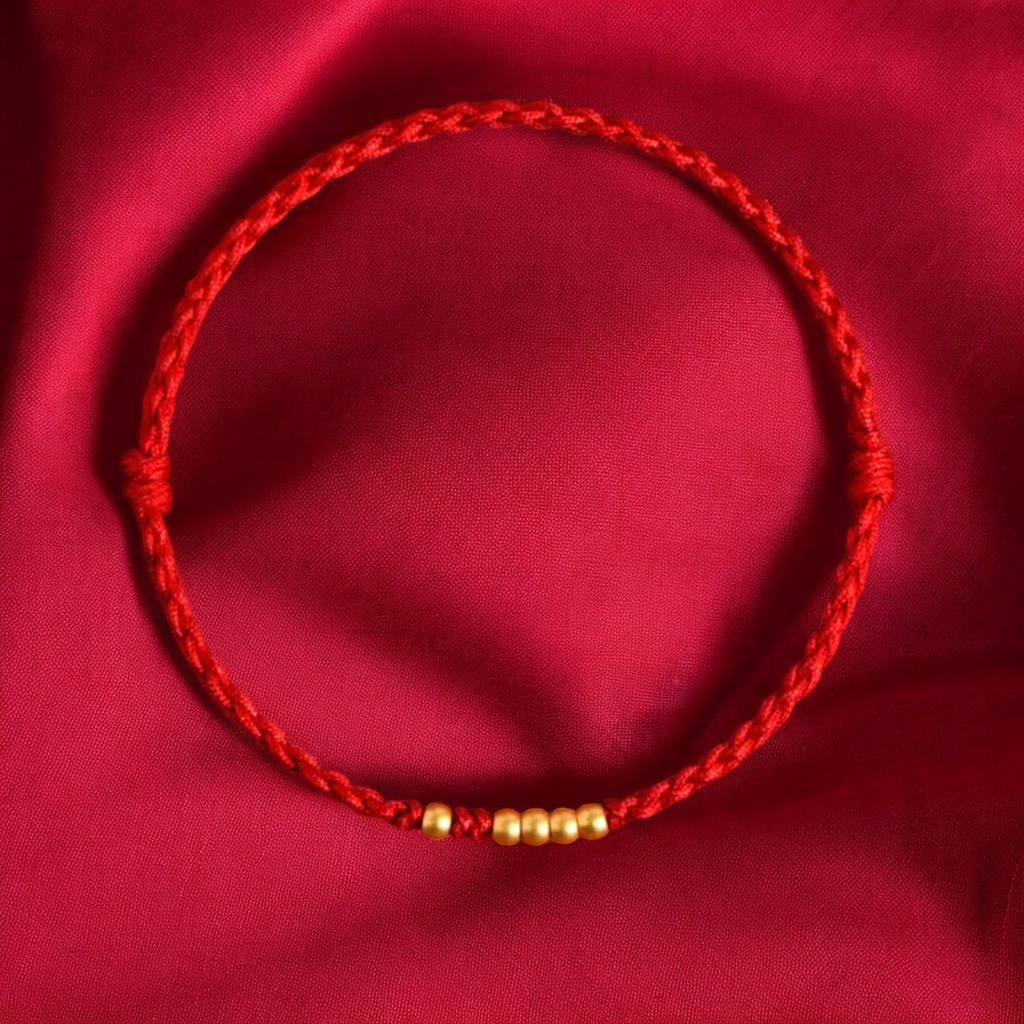 24k 999 Gold Beads Red Rope Men and Women Couple Bracelet