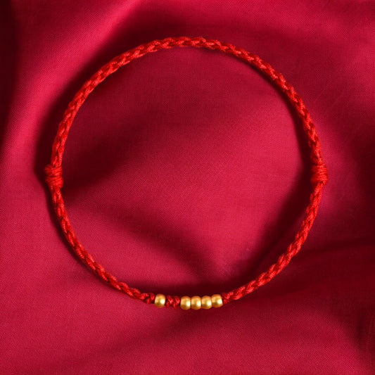 24k 999 Gold Beads Red Rope Men and Women Couple Bracelet