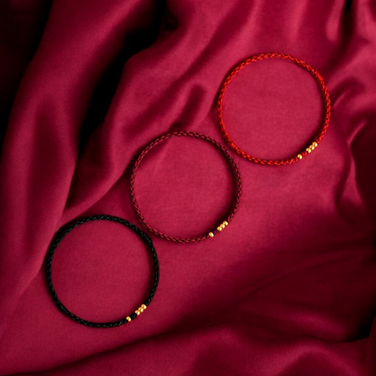 24k 999 Gold Beads Red Rope Men and Women Couple Bracelet