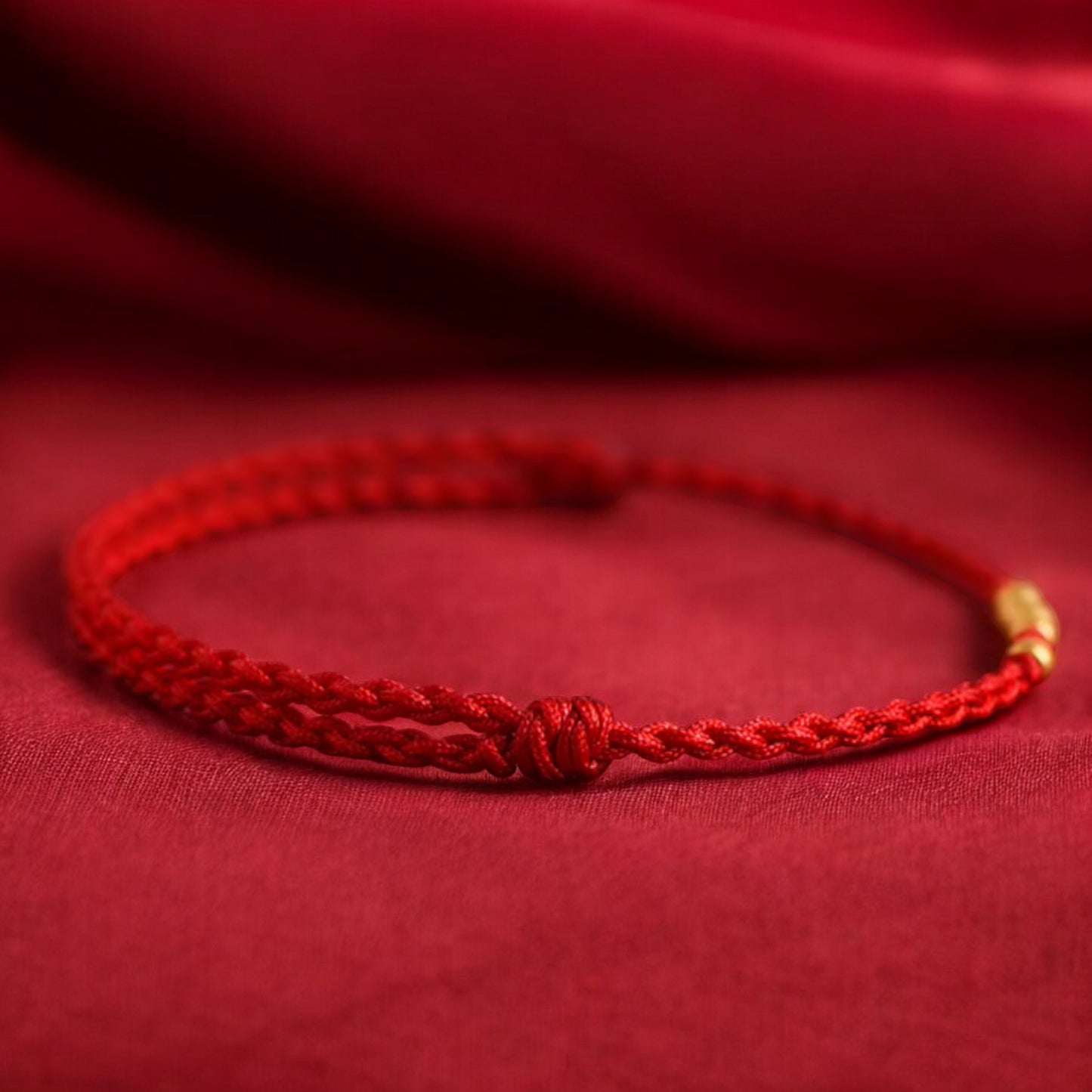 24k 999 Gold Beads Red Rope Men and Women Couple Bracelet