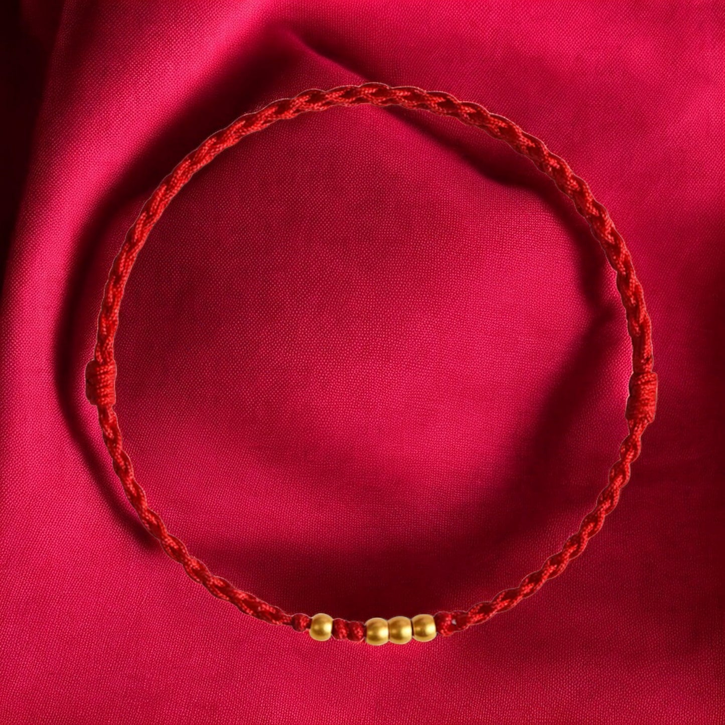 24k 999 Gold Beads Red Rope Men and Women Couple Bracelet