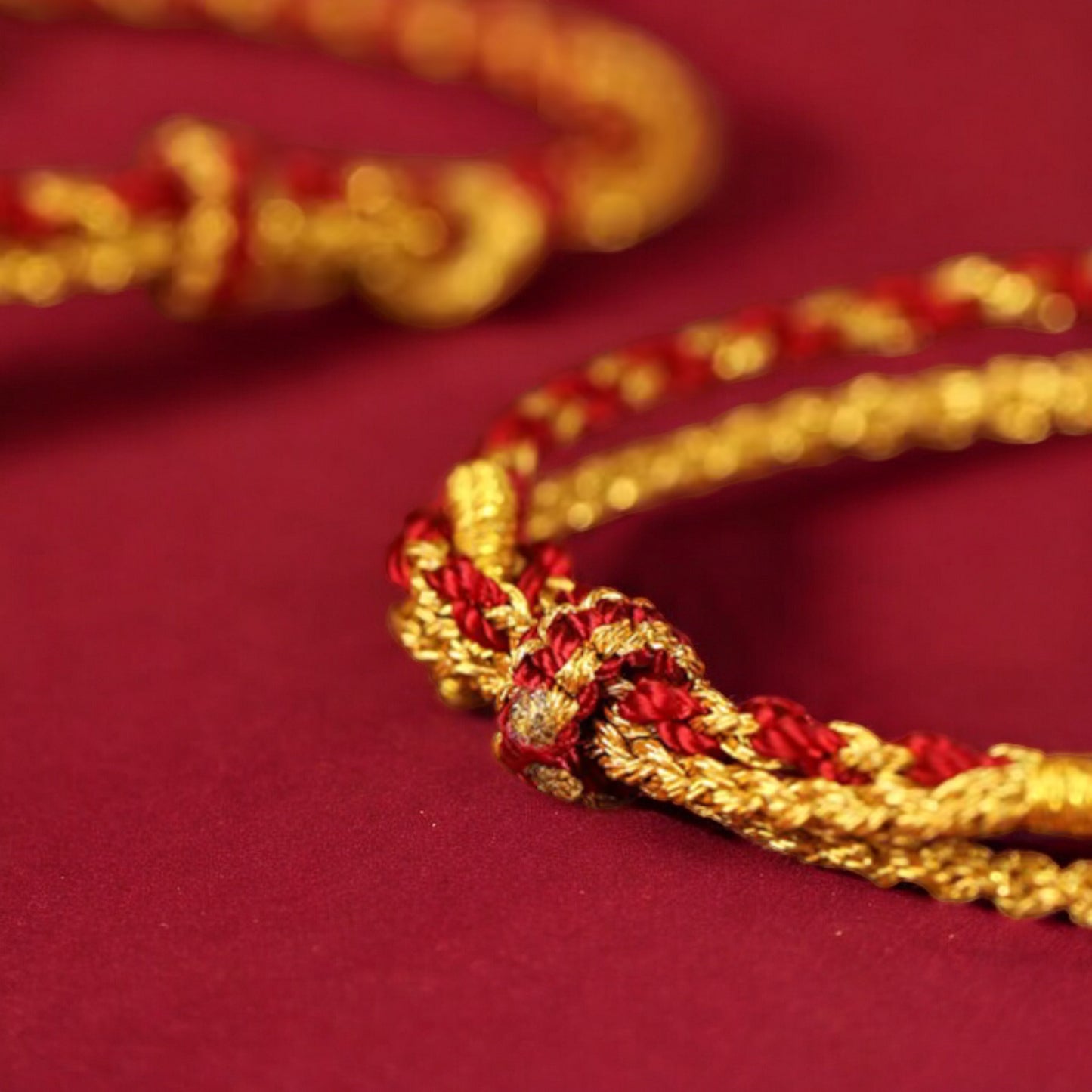 24k 999 Gold Beads Double Layer Red String Braided Rope Bracelet