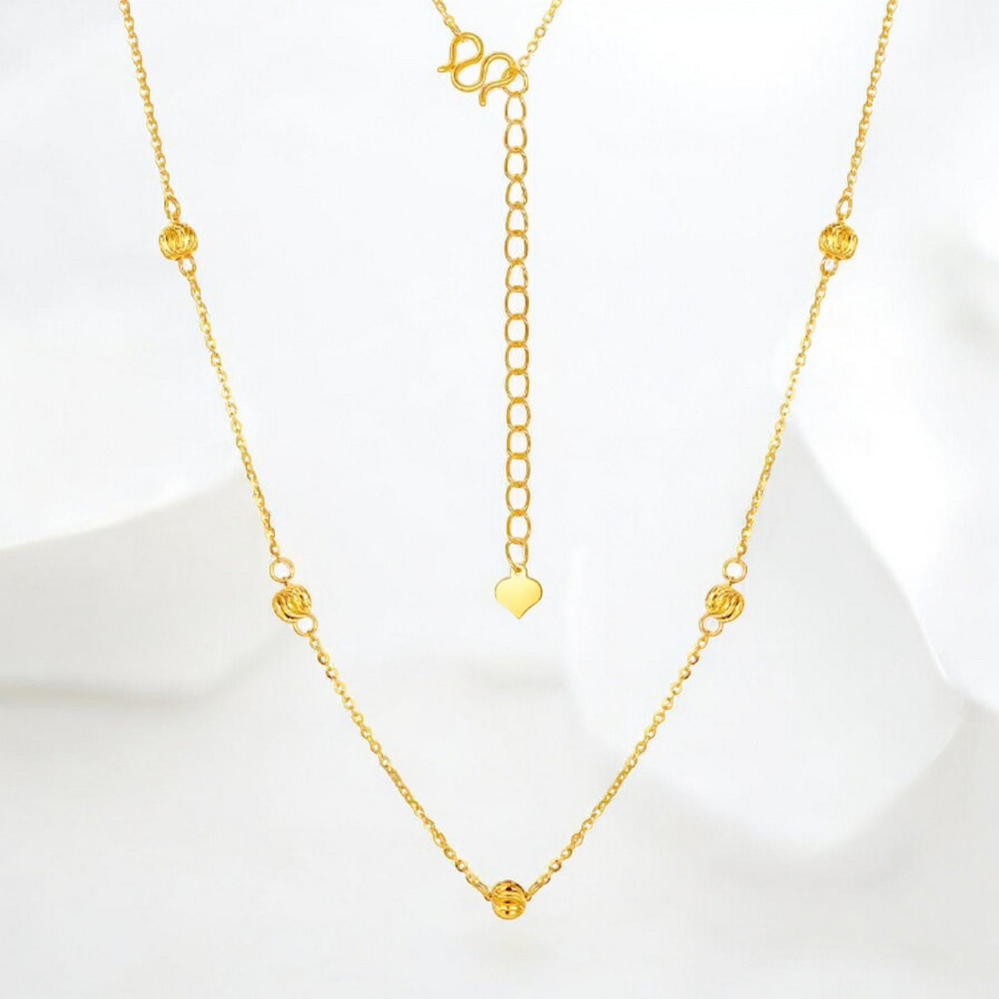 24K 999 5G Gold Sparkling Bead Chain Necklace