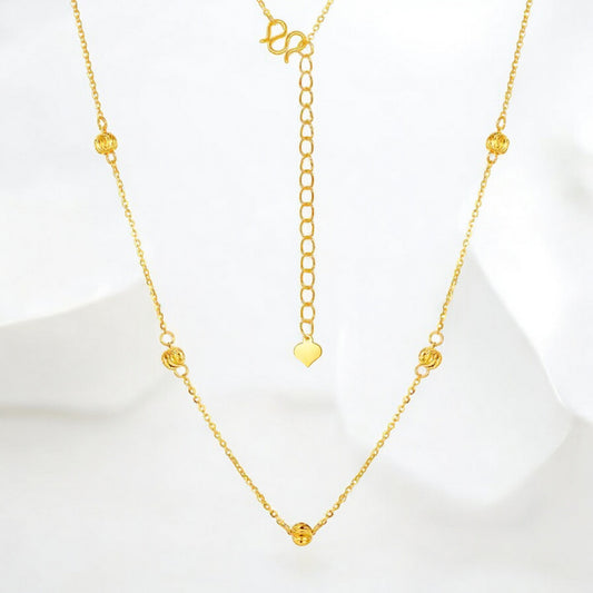 24K 999 5G Gold Sparkling Bead Chain Necklace