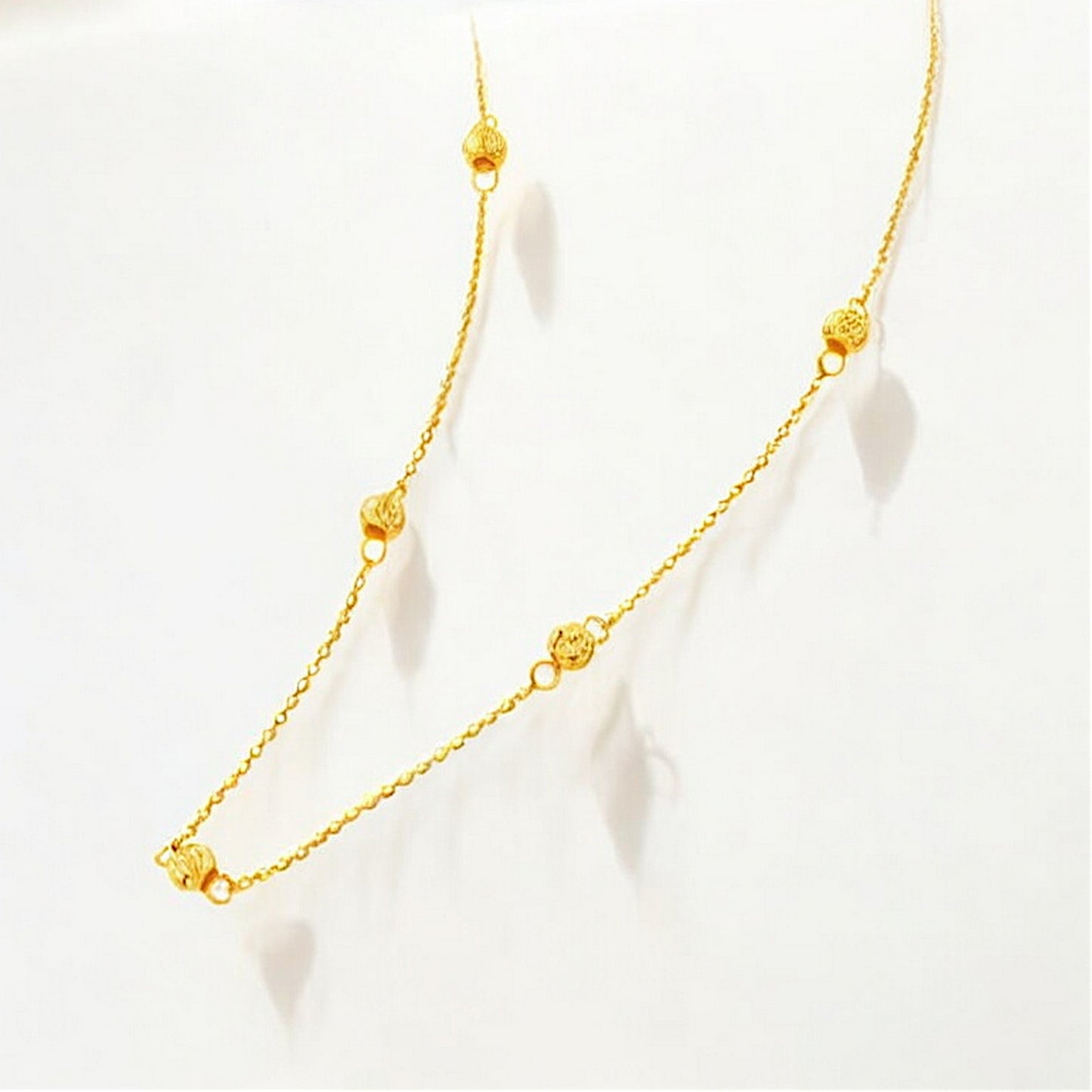 24K 999 5G Gold Sparkling Bead Chain Necklace