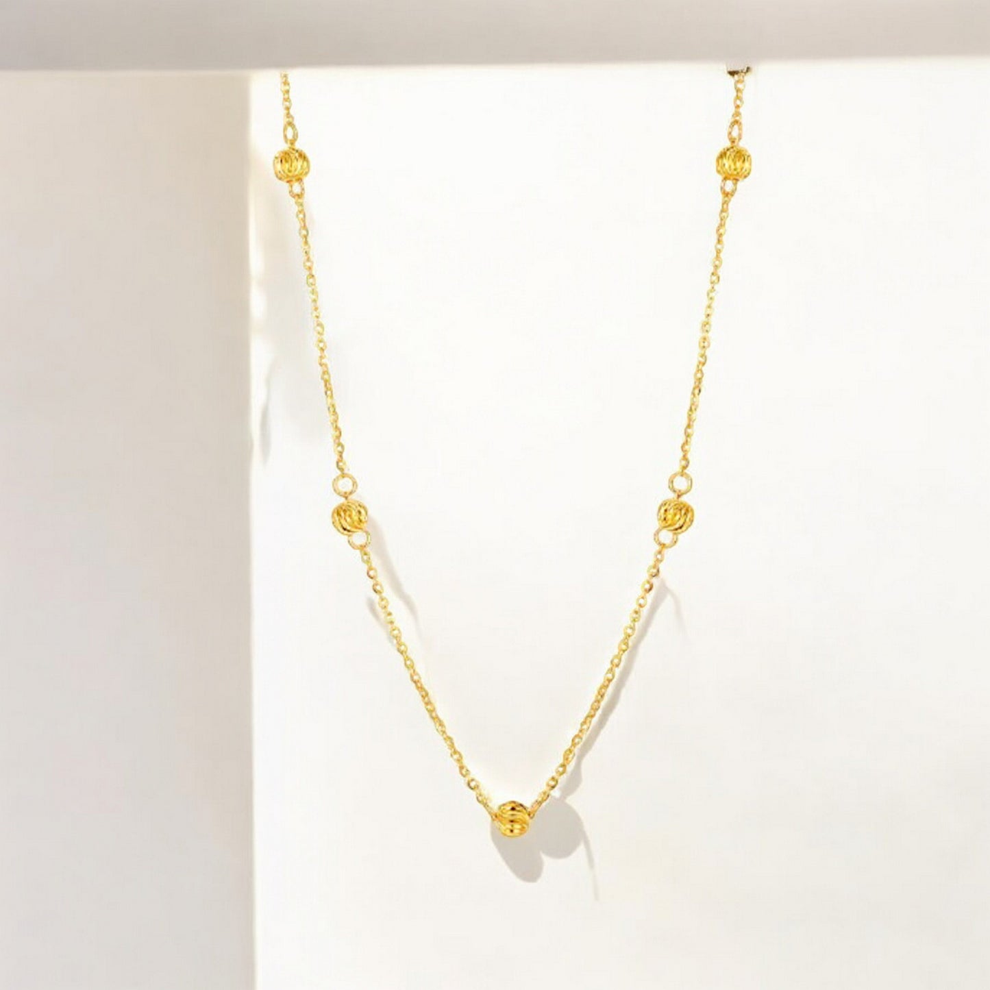 24K 999 5G Gold Sparkling Bead Chain Necklace