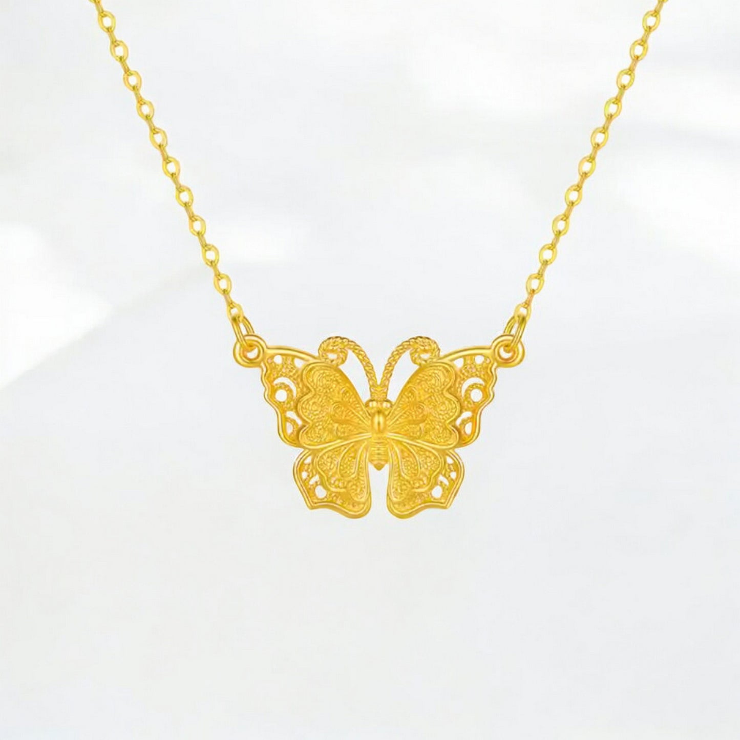 18K Gold Butterfly Pendant Necklace