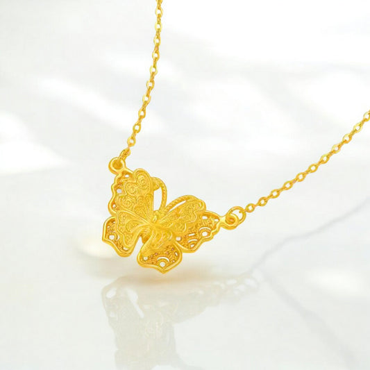 18K Gold Butterfly Pendant Necklace