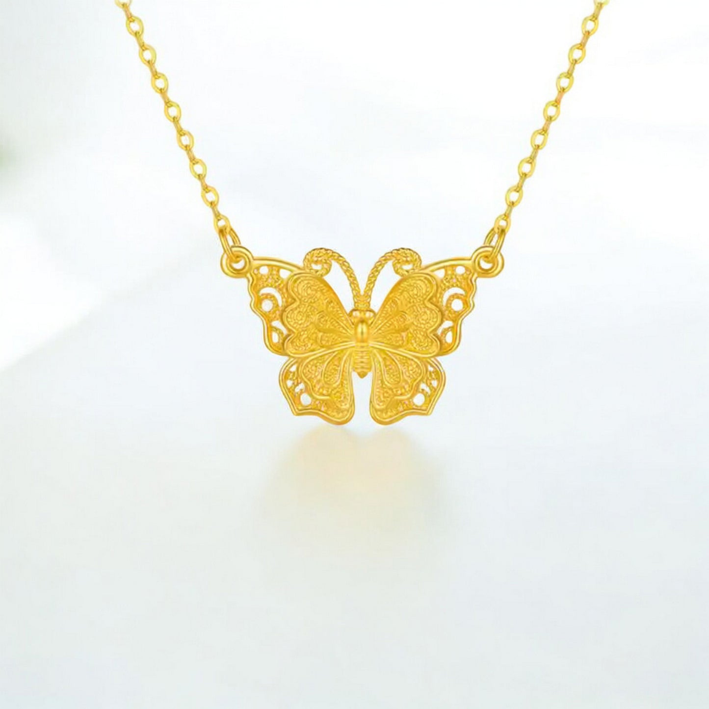 18K Gold Butterfly Pendant Necklace