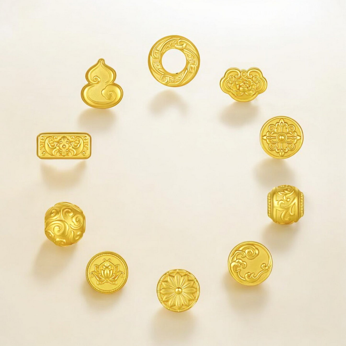 24K 5G 999 Gold Flower Gourd Lucky Cloud Charm Rope Adjustable Bracelet