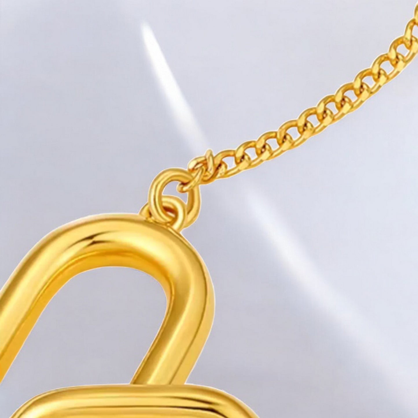 24K 999 5G Gold Double Buckle Hoop Pendant Minimal Style Necklace