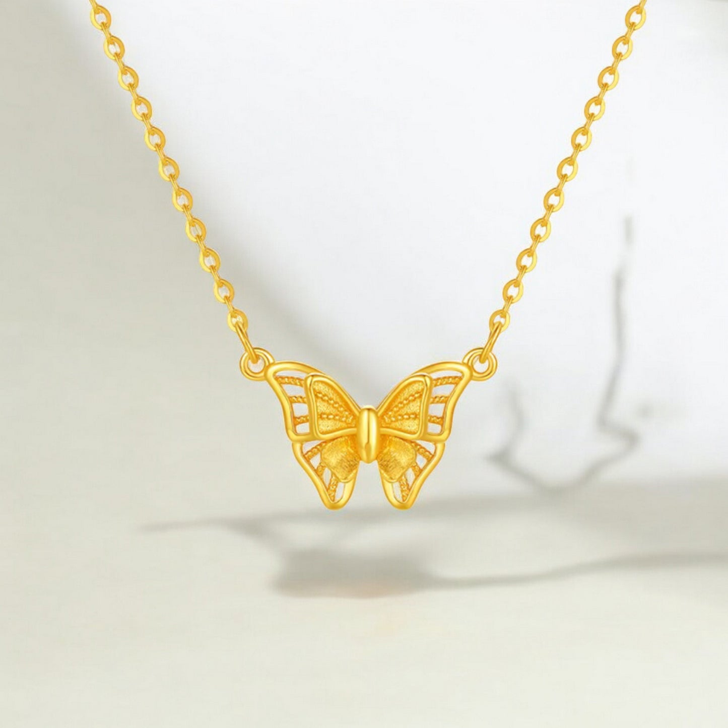 18K Gold Butterfly Pendant Necklace
