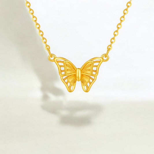 18K Gold Butterfly Pendant Necklace