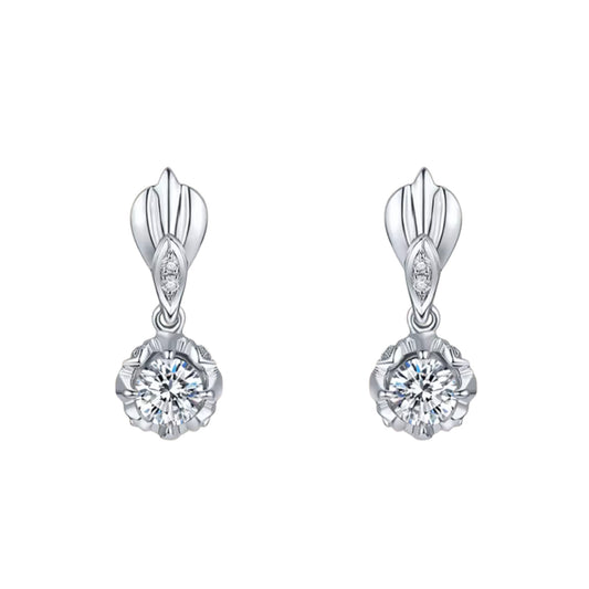 18K White Gold Minimal Sparkling Diamond Earrings