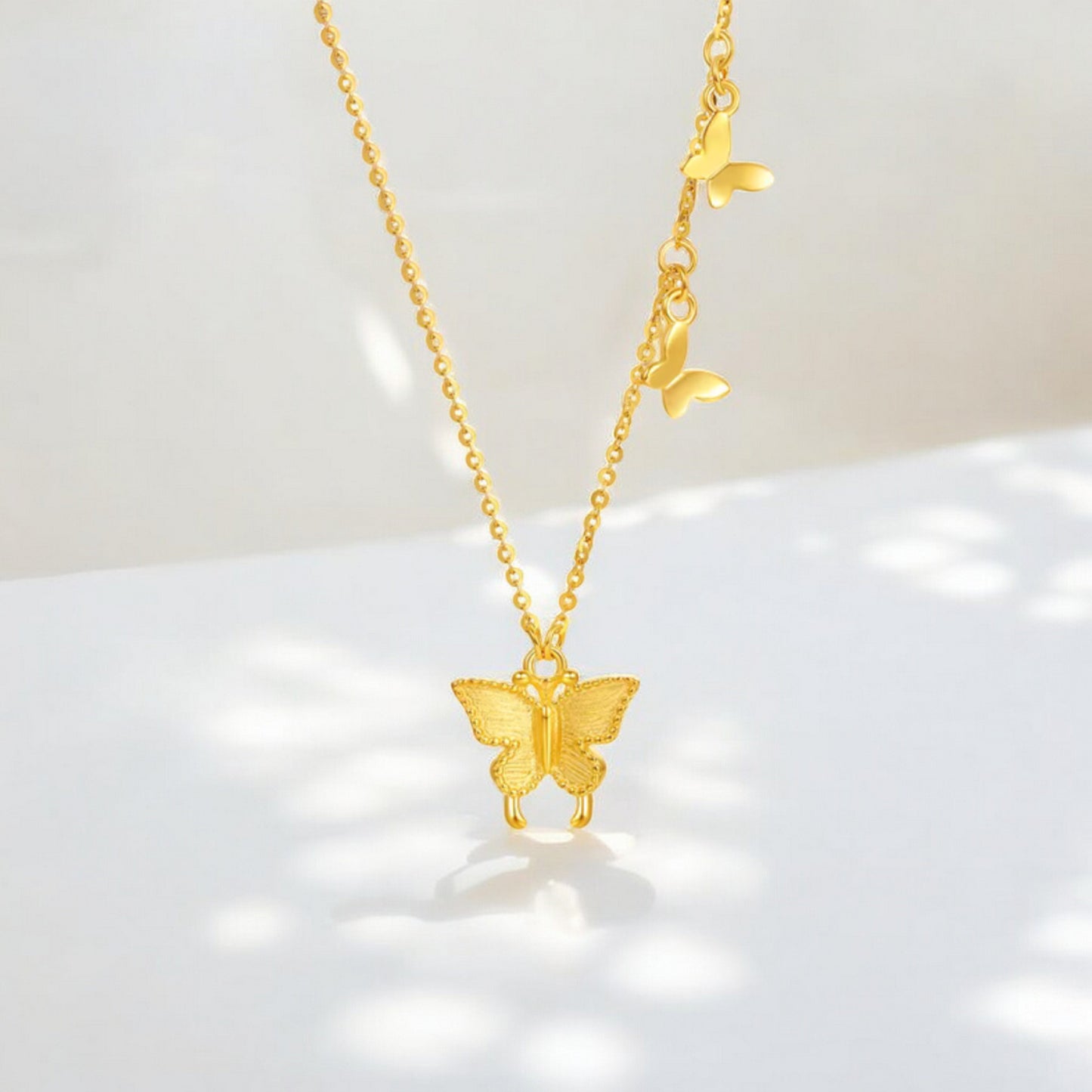 18K Gold Butterfly Pendant Necklace