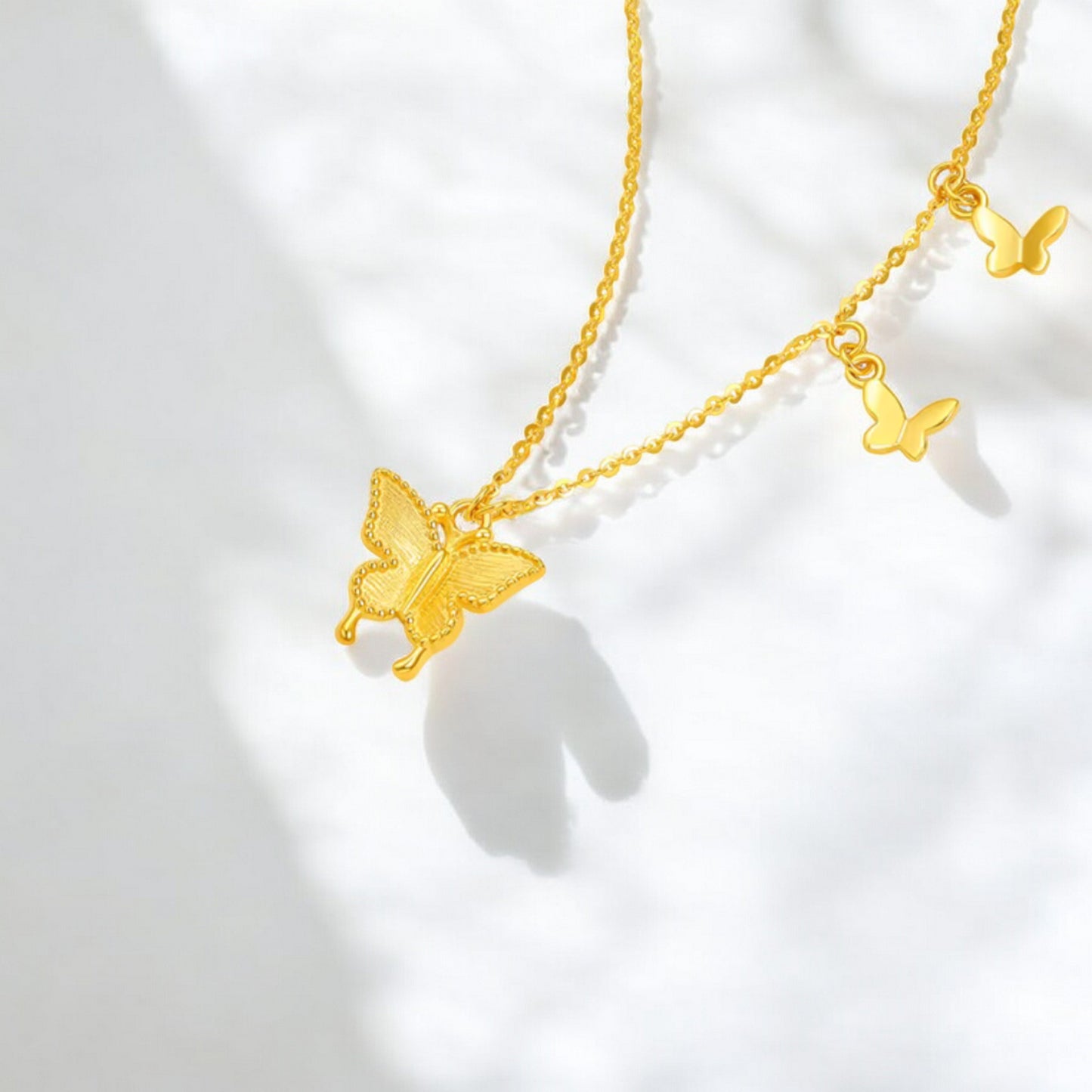 18K Gold Butterfly Pendant Necklace