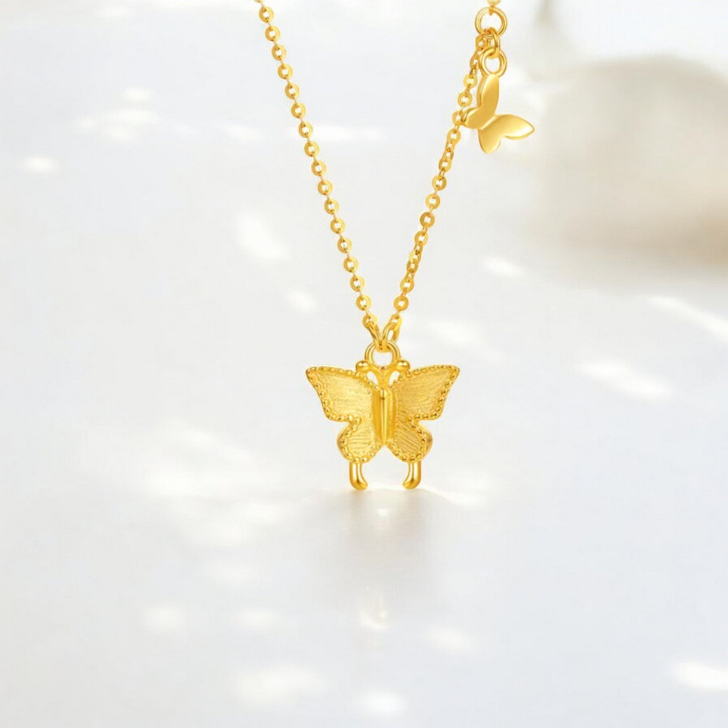 18K Gold Butterfly Pendant Necklace