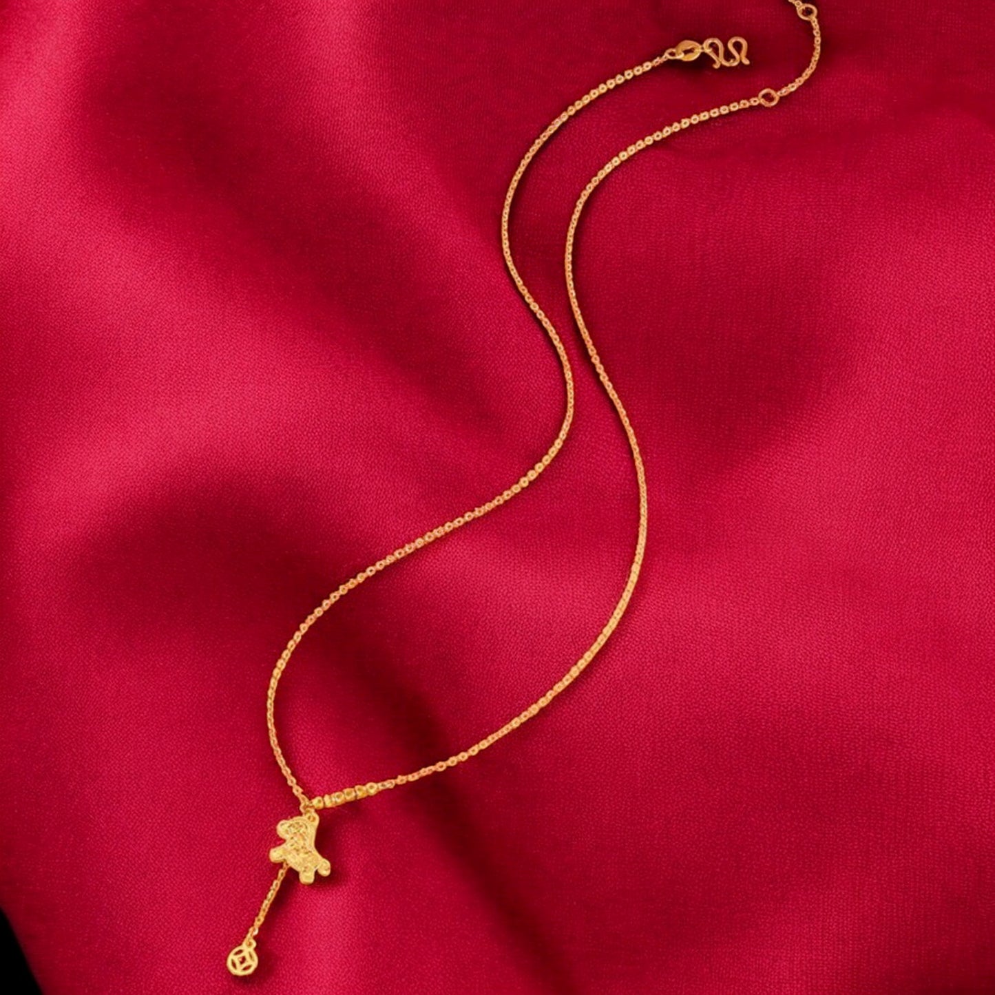 24K 999 5G Gold Sparlking Horse Pendant Necklace