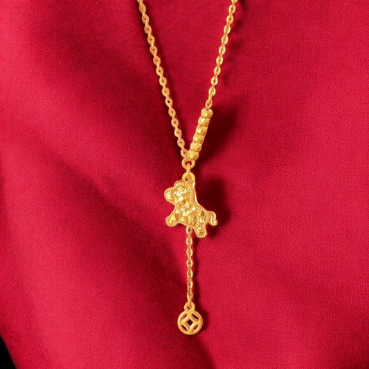 24K 999 5G Gold Sparlking Horse Pendant Necklace