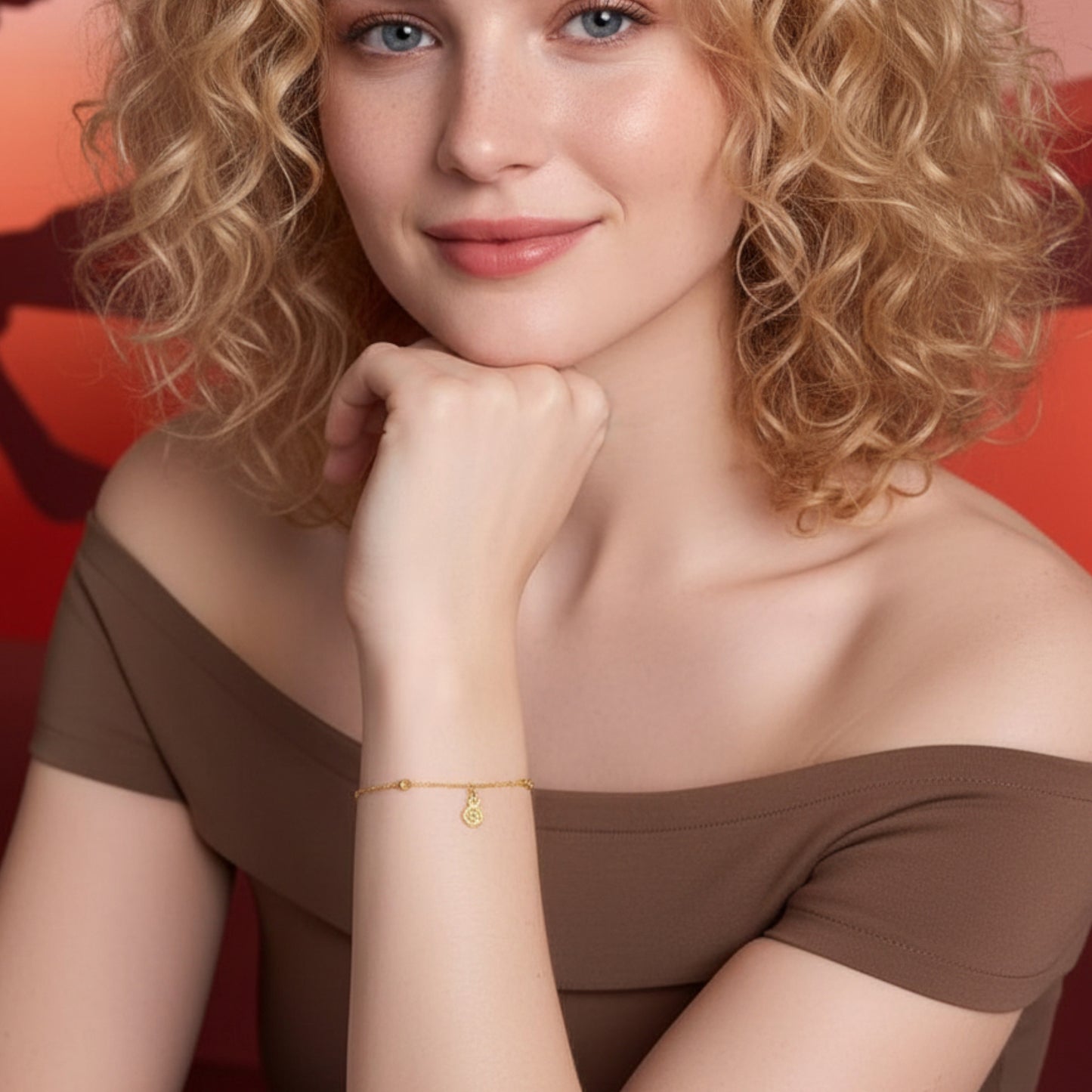 24K Real 5G 999 Gold Sparkling Gourd Charm Bracelet