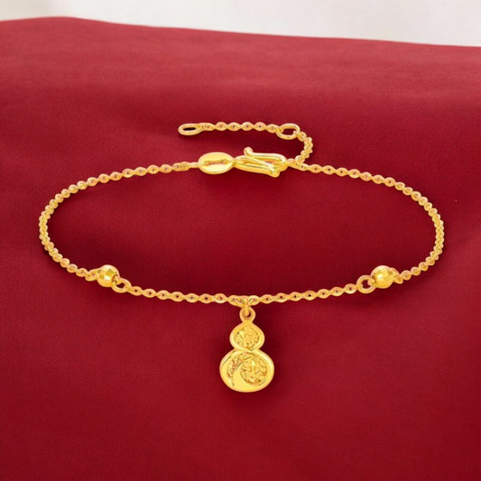 24K Real 5G 999 Gold Sparkling Gourd Charm Bracelet